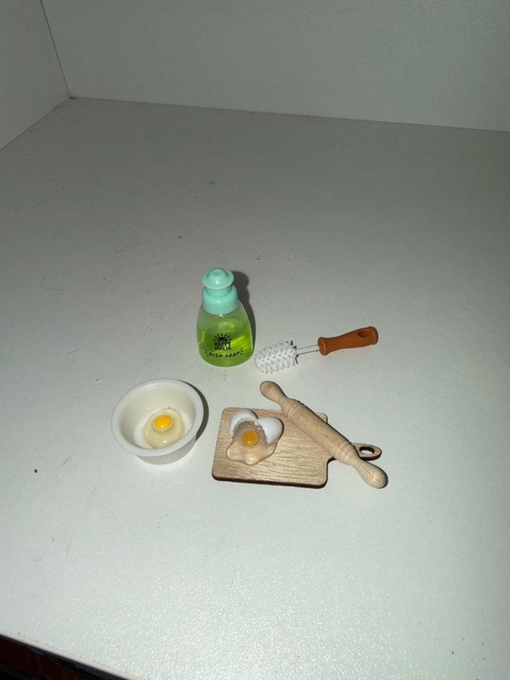 Mini Kids Kitchen Toy Set with Dish Soap, Bottle Brush, Egg Bowl and bake set
